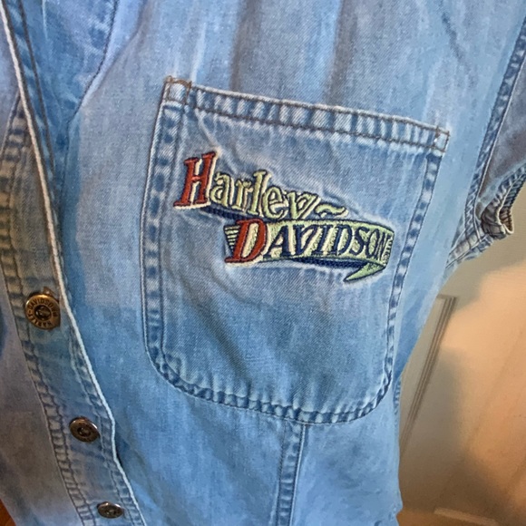 Vintage Harley Davidson denim button down sz XL - Picture 4 of 6